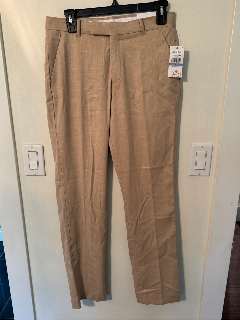 Calvin Klein Slim Fit Khaki Dress Pants - Light Tan